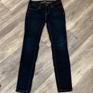AEO American Eagle dark denim super stretch jeggings EUC 0 Short